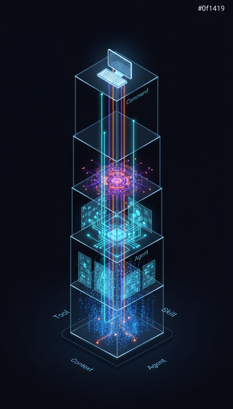 五層架構的實體比喻：從 Context 地基到 Command 入口