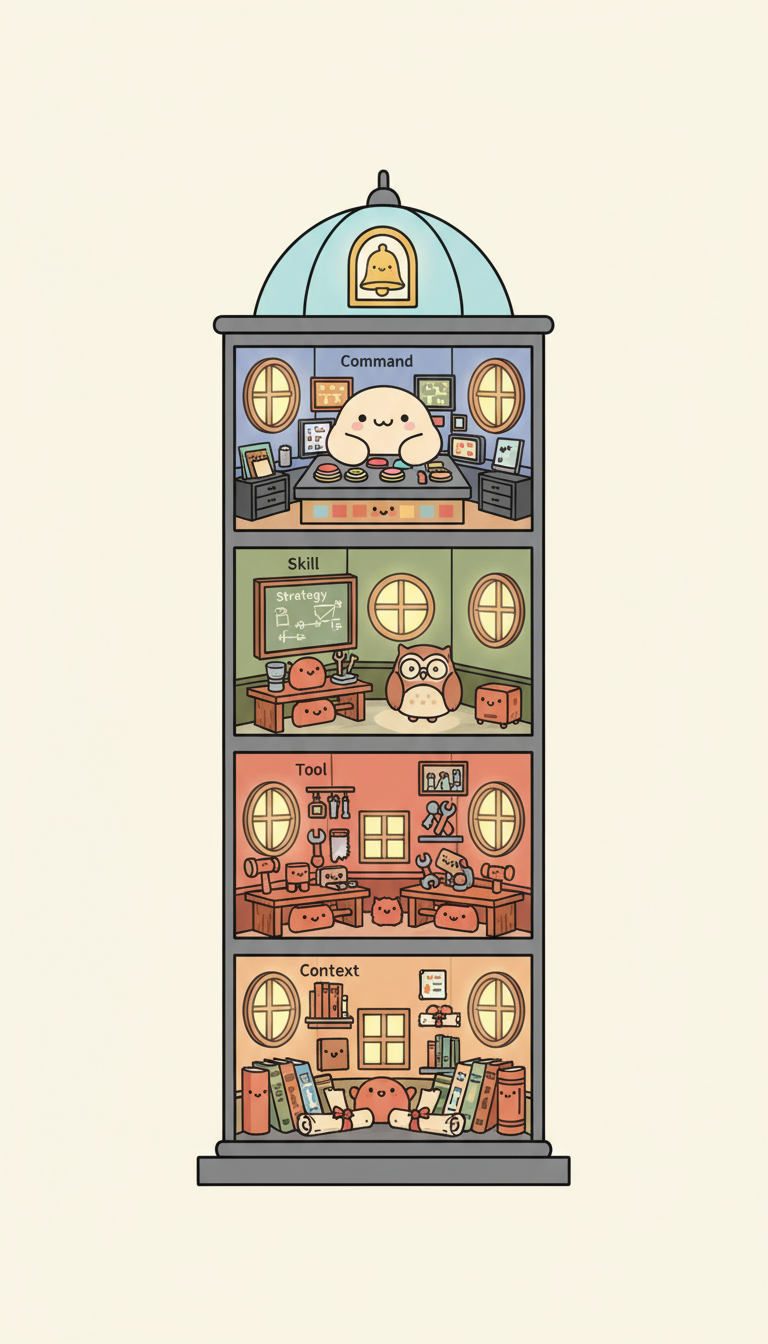 五層架構的實體比喻：從 Context 地基到 Command 入口