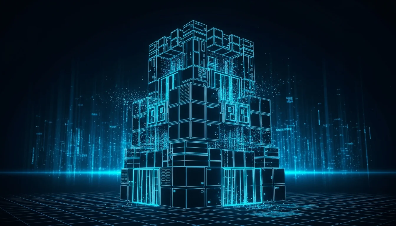 可愛角色站在由程式錯誤、伺服器、時鐘圖示堆砌的積木塔頂，看不見身後的廣大可能性