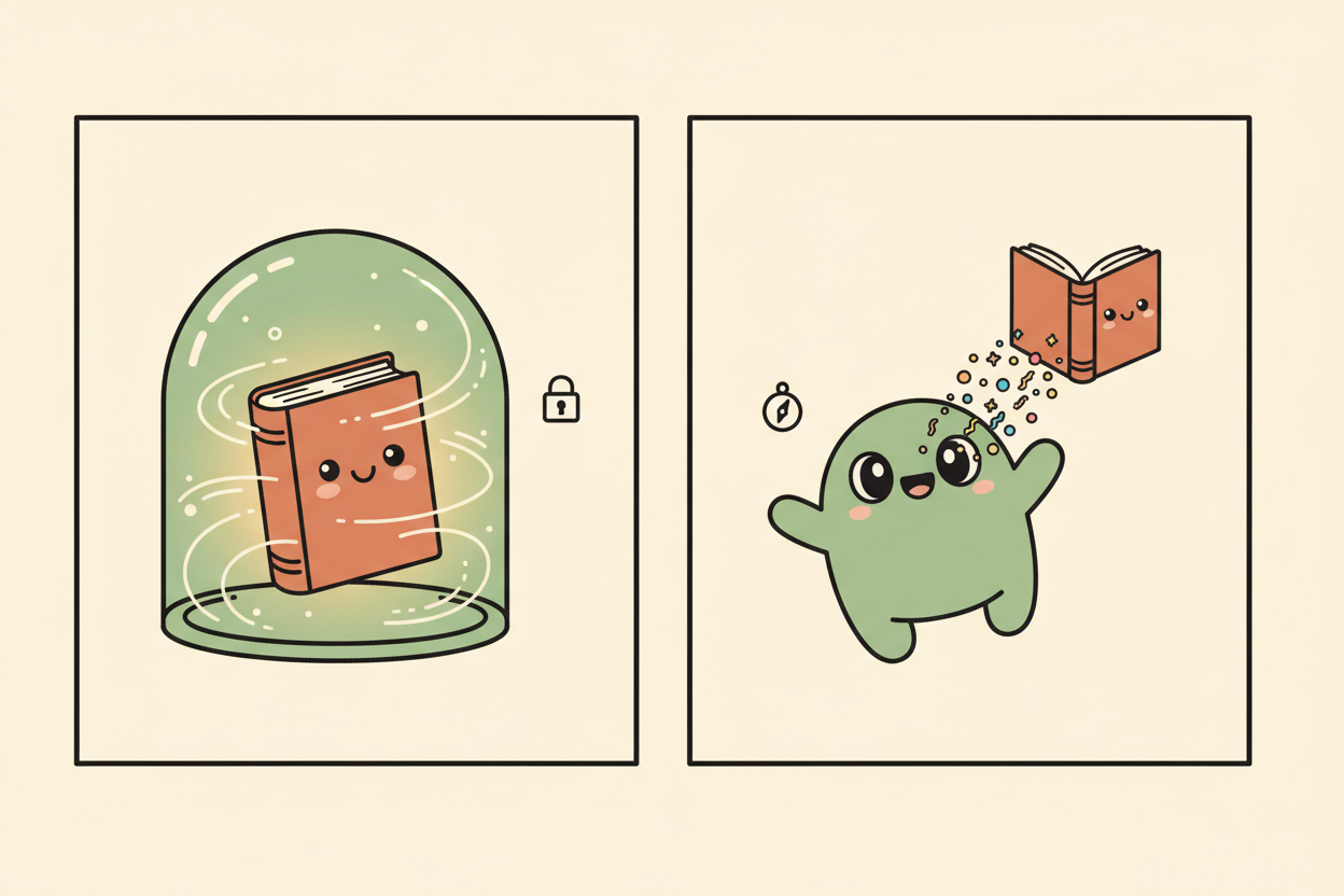 兩種組合模式對比：左圖 Skill 在 bell jar 內定義任務（context: fork），右圖 Subagent 主動汲取 Skill 知識（skills field）